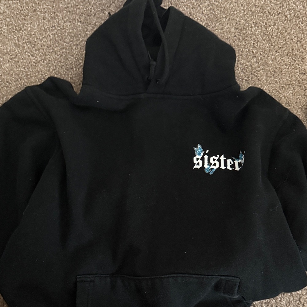 Black Hoodie with Butterfly Design